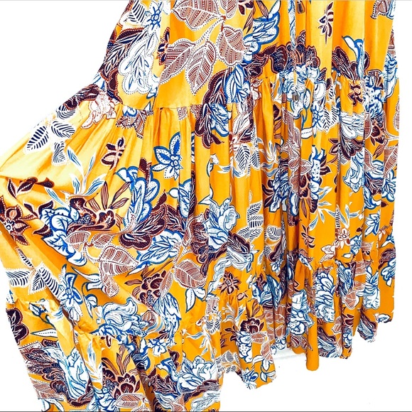 Abel the Label BOHO yellow floral 3/4 sleeve dress - Picture 6 of 8